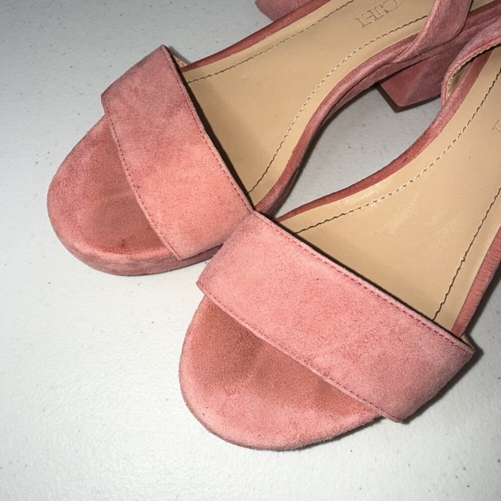 Coach Women’s Serena Heel Sandal Pink Suede Size 6.5 - Picture 7 of 8